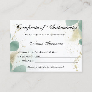 Logo "Grüne Echtheitsbescheinigung" Visitenkarte