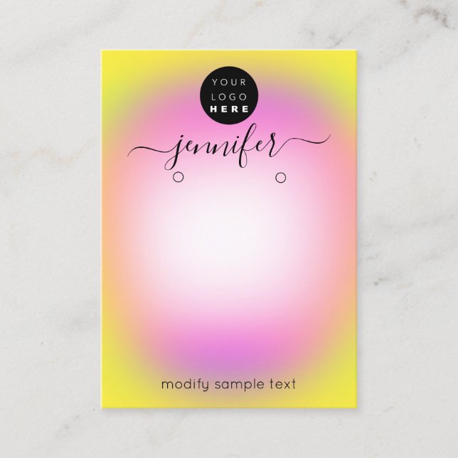 Logo Handgefertigte Schmuckkarte Gelb Rosa Visitenkarte (Vorderseite)