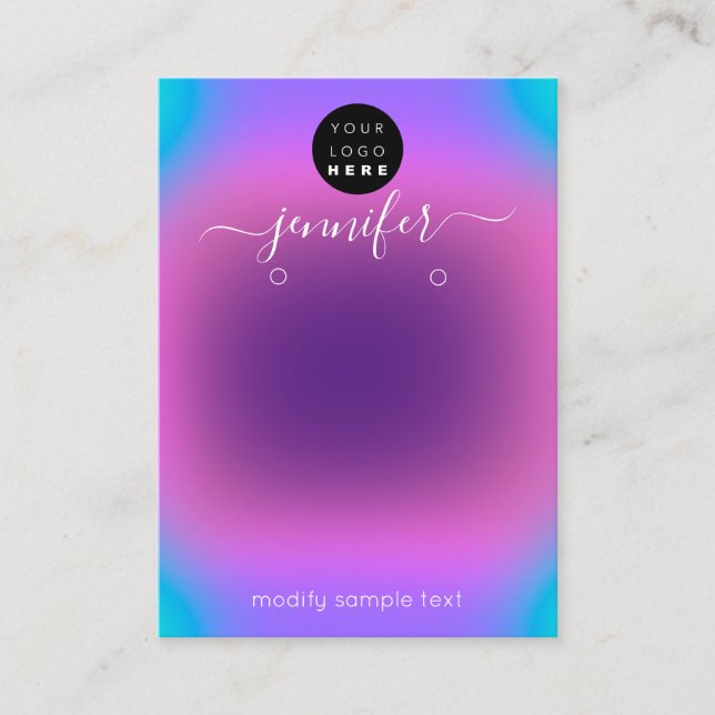Logo-handgefertigte Schmuckkarte Lila rosa hinzufü Visitenkarte (Vorderseite)