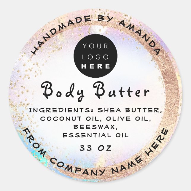 Logo Handmade Name Body Balm Butter Kosmetik Runder Aufkleber (Vorderseite)