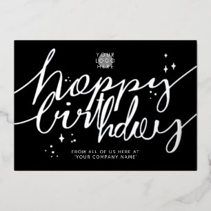 Logo-Handschrift-Geschäfts-Geburtstags-Silber-Kart Folieneinladung