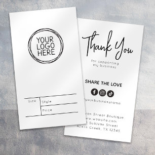 Logo-Hängemarke für die Kleidungsmarke Telefonnummerkarte