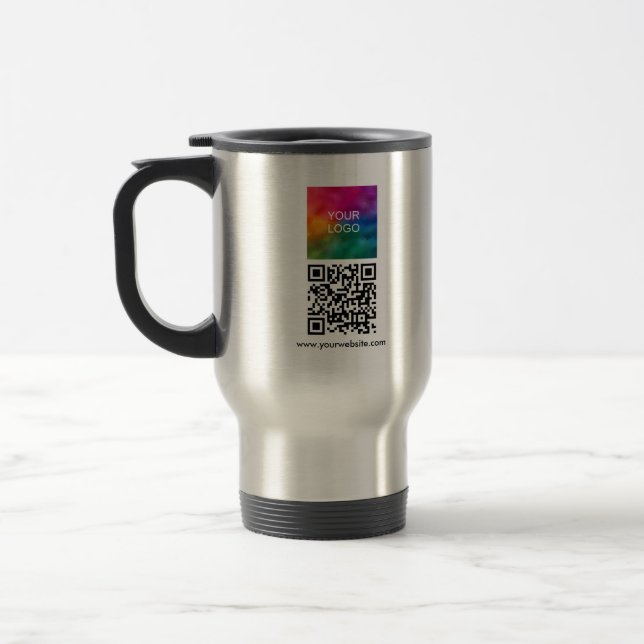 Logo hier hochladen Benutzerdefinierter QR-Code Mo Reisebecher (Links)
