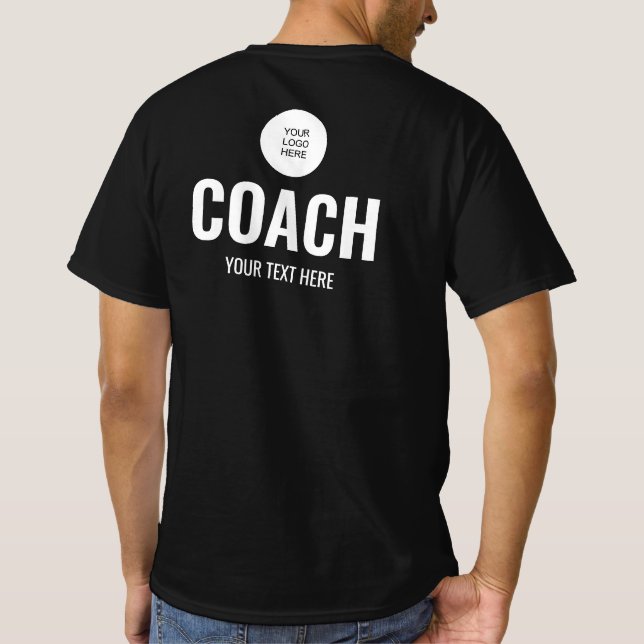 Logo hier hochladen Team Trainer Mens Black T-Shirt (Rückseite)