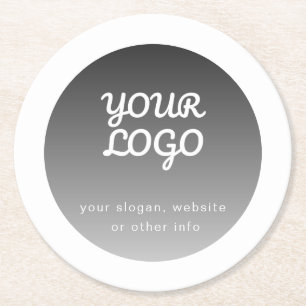 Logo hinzufügen   Dunkler Grauverlauf Weiße Umrand Runder Pappuntersetzer