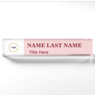 Logo Hinzufügen Einfach Roséfarben  Name Titel Namensplakette