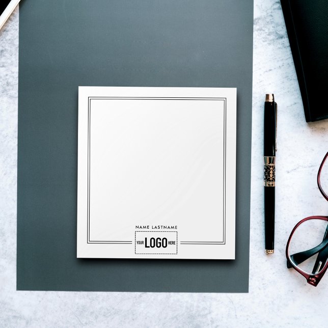 Logo hinzufügen Elegant Stilvolle Linien Name Pers Notizblock (Von Creator hochgeladen)