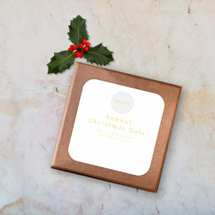 Logo hinzufügen Eleganter, goldfarbener, benutzerd Quadratischer Aufkleber