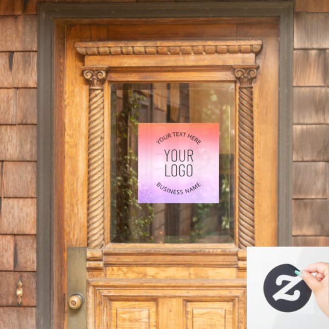 Logo hinzufügen | Farbenfrohe Sonnenuntergangsfarb Fensteraufkleber (Haustür)