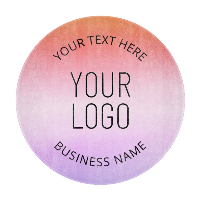 Logo hinzufügen | Farbenfrohe Sonnenuntergangsfarb Schneidebrett (Vorderseite)