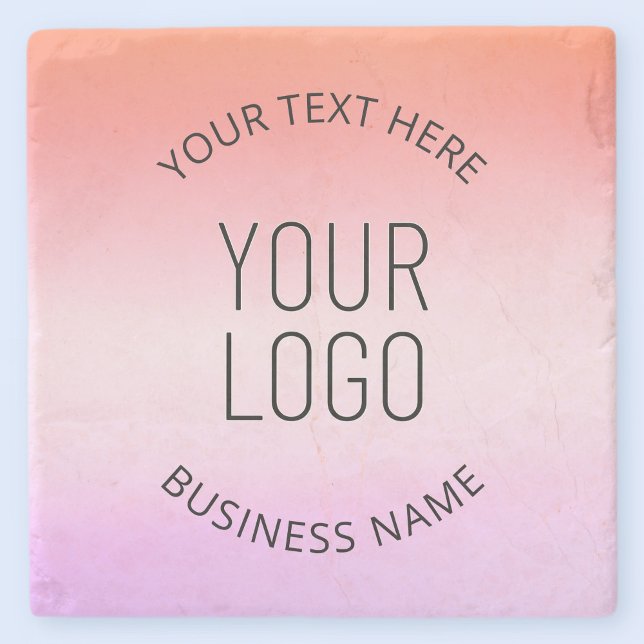 Logo hinzufügen | Farbenfrohe Sonnenuntergangsfarb Steinuntersetzer (Von Creator hochgeladen)
