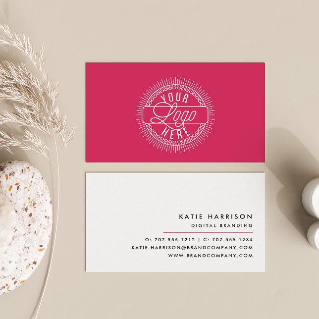 Logo hinzufügen | Modernes Schwarz, Weiß und Fuchs Visitenkarte (Von Creator hochgeladen)