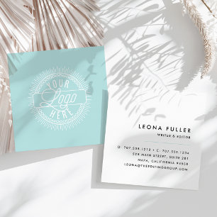 Logo hinzufügen   Modernes Schwarz, Weiß und Meer Quadratische Visitenkarte