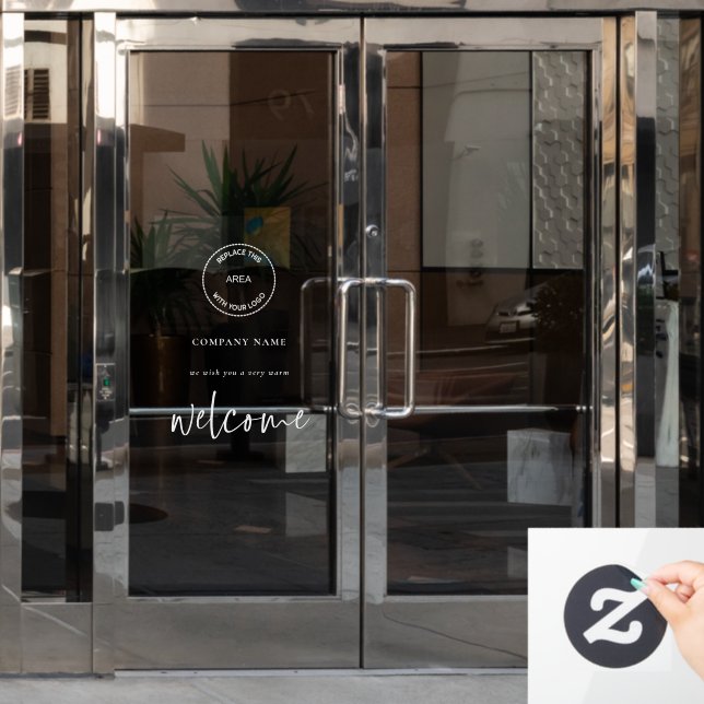 Logo hinzufügen Willkommen beim Firmennamen Fensteraufkleber (Büro Tür)
