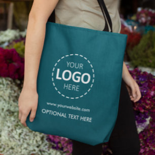 Logo Hochladen Marketing Dunkle Aquamarine Tote Ta