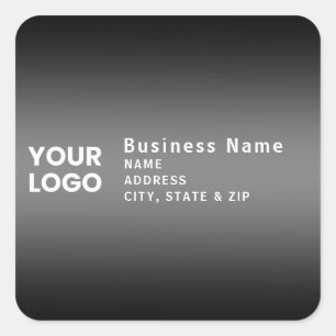Logo hochladen   Moderne grau-graue Rücksendeadres Quadratischer Aufkleber