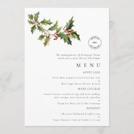 Logo Holly Business Christmas Party Menu Card Einladung