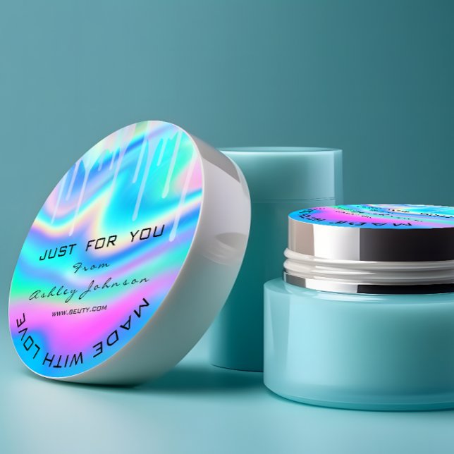 Logo-Holograph mit Liebe-Tropfen Runder Aufkleber (Von Creator hochgeladen)