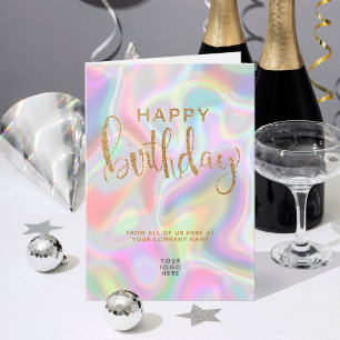 Logo Holographic Imitate Gold Glitzer Happy Birthd Karte