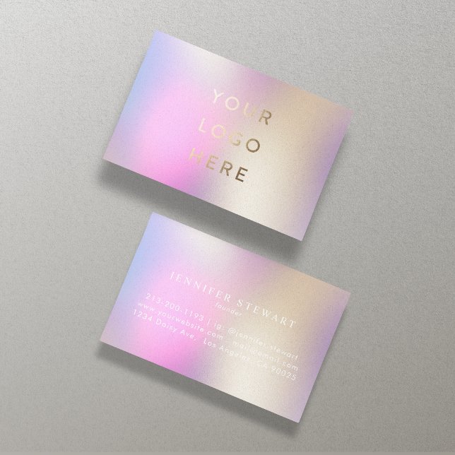 Logo Holographic Iridescent Modern Feminine Visitenkarte (Von Creator hochgeladen)