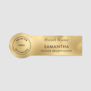 Logo-Hotelpersonal Job Titel Metallic Gold Namensschild