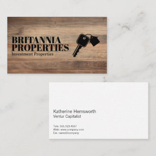 Logo "House Keys"   Hintergrund Holz Visitenkarte