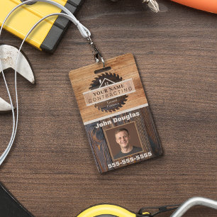 Logo-ID des Rustic Wood Tone Contractors Ausweis