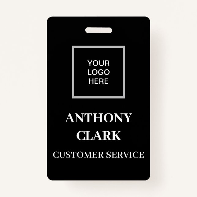 Logo-ID Schwarzer moderner Mitarbeiter Ausweis (Vorderseite)