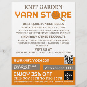 Logo im Orange-Garn-Store, Knitterladen, Garnspeic Flyer