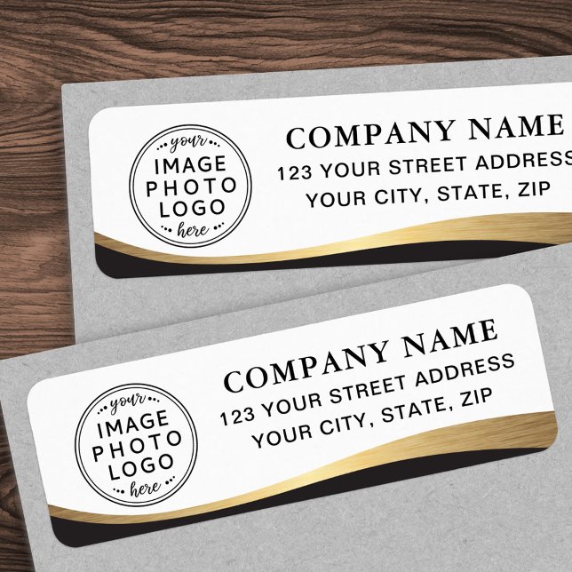 Logo-Imitate Goldene Gradienten-Rücksendeadresse (Logo faux golden gradient business return address label)
