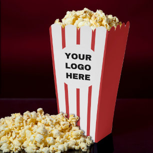 Logo in Rot und Weiß Streifen für Filme Popcorn Geschenkschachtel