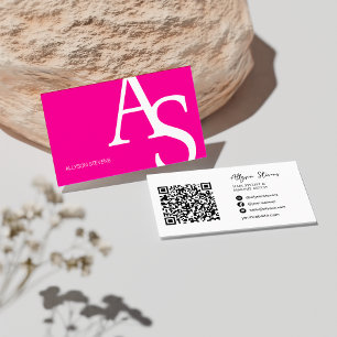 Logo-Initialen Neon Pink fett Make-up qr-Code Visitenkarte
