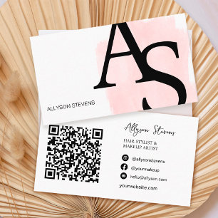 Logo-Initialen rosa Pinselpinsel fett Make-up qr Visitenkarte