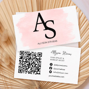 Logo-Initialen Rosa Pinselpinsel Haar-Make-up qr-C Visitenkarte