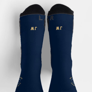 Logo-Initialen von Football Club Name Navy Gold Socken
