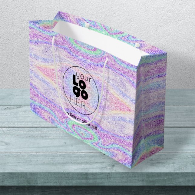 Logo Iridescent Glitzer Paper Shopping Bag Große Geschenktüte (Von Creator hochgeladen)