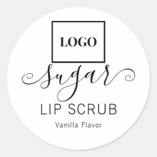 Logo-Kalligrafie-Zucker-Lippenpeeling-Produktlabel Runder Aufkleber