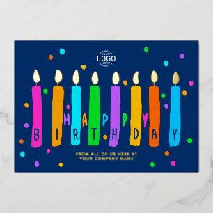 Logo Kerzen Navy Blau Business Geburtstag Gold Kar Folieneinladung