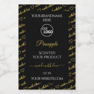 Logo-Labels für schwarze und goldene Word-Cloud-Pr Lebensmitteletikett