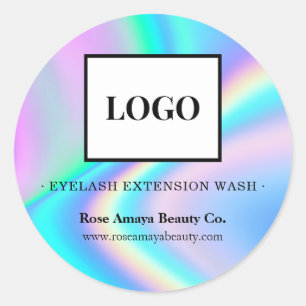 Logo Lash Cleanser Imitate Holographische Rainbow  Runder Aufkleber
