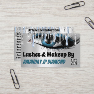 Logo Lashes Micorblade Aftercare Blue Tropfen QR C Visitenkarte