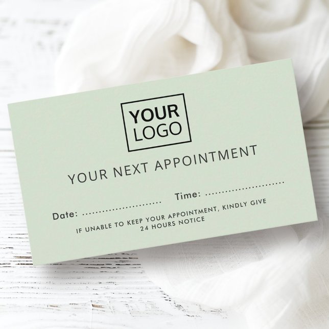 Logo "Light" durch moderne, grüne Terminkarten hin Terminkarte (Add logo light sage green modern appointment cards)