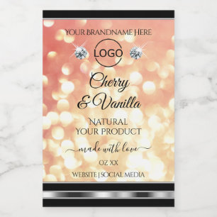 Logo "Light Red Gold Glitzer Product Label" Lebensmitteletikett