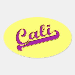 Logo-lila Gelb Kaliforniens Cali Ovaler Aufkleber