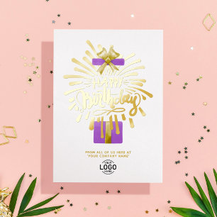 Logo Lila Geschenk Feuerwerk Geschäft Geburtstag Folieneinladung