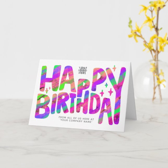 Logo Lila Green Fun Crayon Handgeschriebener Gebur Karte (Gelbe Blume)