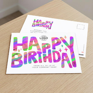 Logo Lila Grüne Lustiger Buntstift Handschriftlich Postkarte