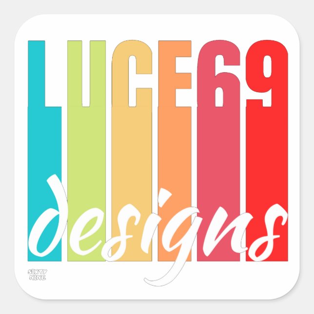 Logo "LUCE69 DESIGNS" Quadratischer Aufkleber (Vorderseite)