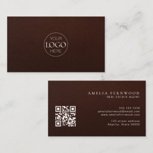 Logo Luxus-Leder-Immobilien-QR-Code Visitenkarte