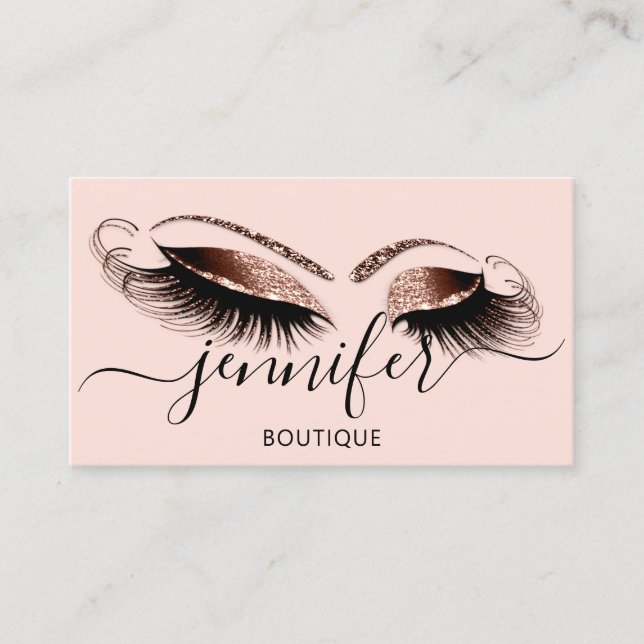 Logo Makeup Boutique Lash Studio Brow Rose Glitzer Visitenkarte (Vorderseite)